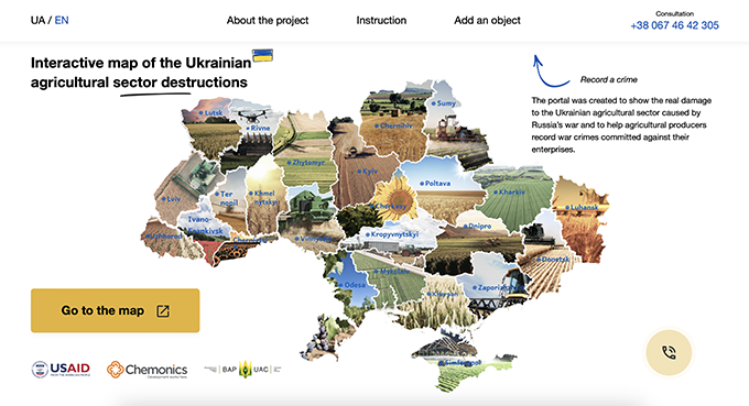 Map of destruction of Ukraine's agricultural sector became a finalist in an international innovation competition